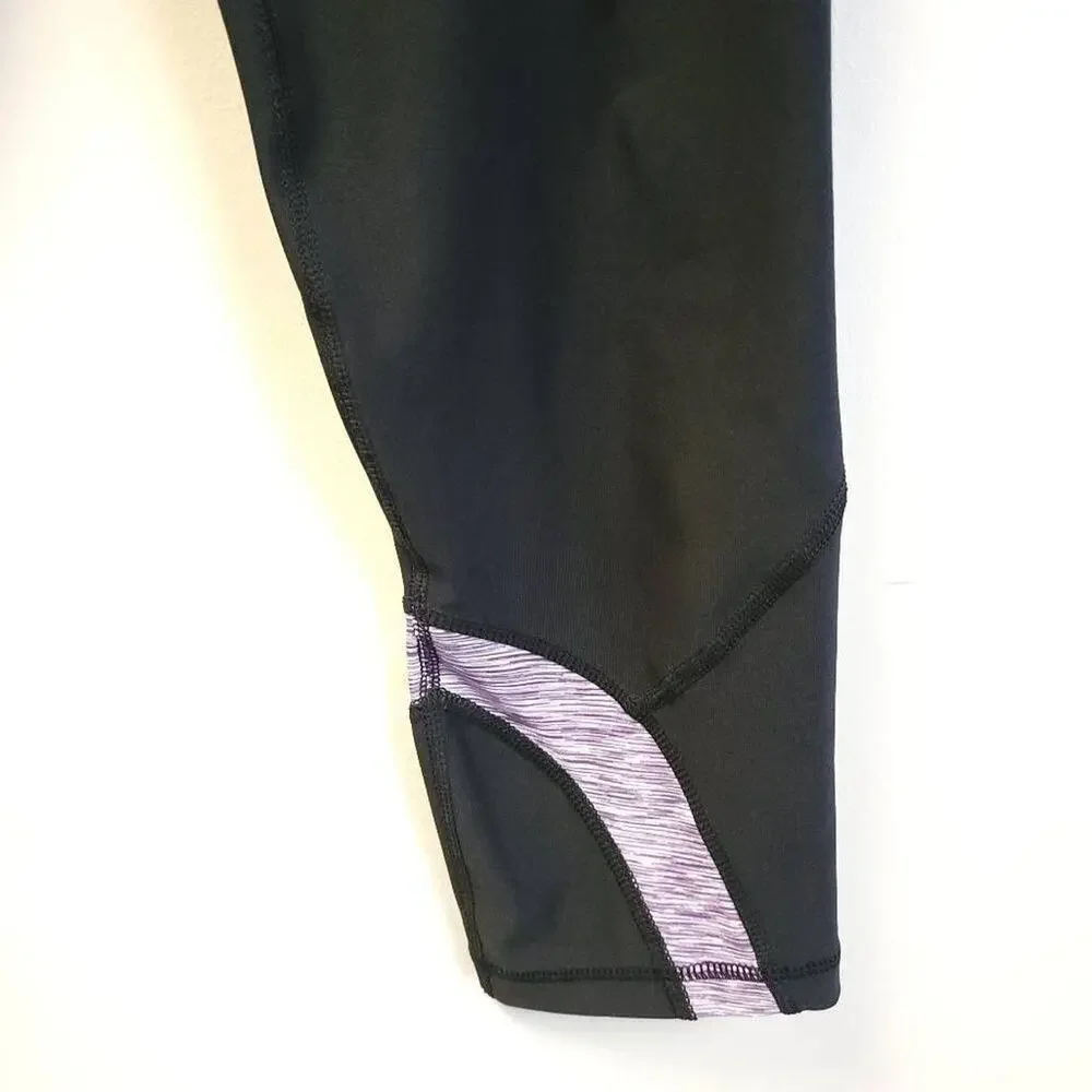 VOGO Capri Leggings Size S Black Purple Activewear Athletic Athletica Womens - Picture 4 of 7